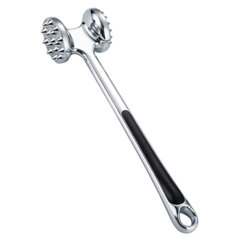 PACKOVE Martillo de Carne Inoxidable con Puntas para Ablandar Carnes de Res y Pollo Herramienta de Cocina para Tenderizar Steak y Corte Gruesa Mango Antideslizante y Apto para