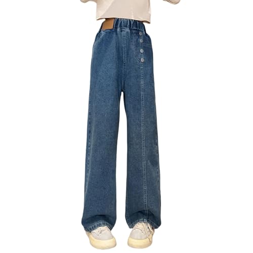 Kids Girls Aesthetic Straight Leg Jeans High Waisted Wide Leg Slim Denim Pants Spring Teen Girl Trendy Vintage Trousers