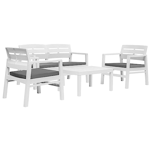 ZQQLVOO Conjunto de Muebles de jardín Mesa y sillas para terraza Set de Muebles de Exterior Juego de Muebles de jardín 4 Piezas plástico Blanco