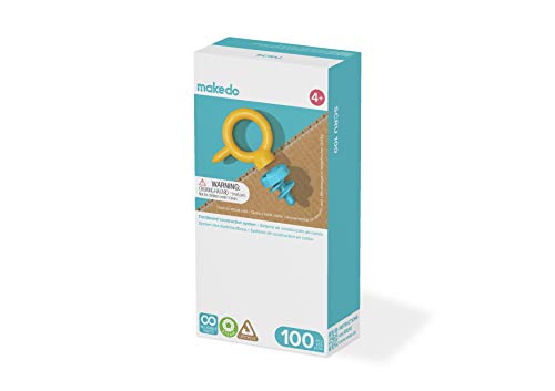 Makedo SCRU 100 Pack – Cardboard Building Kit Screws – 100 Construction Screws and Mini-Tool Expansion Pack – Cardboard Screws for Any Cardboard Fort Building Kit for Kids, Age 4+