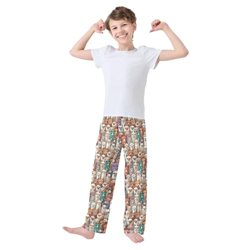 Alpaca Llama Animal Face Long Pajama Pants Bottoms Soft Sleepwear with Pockets2