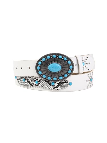 Western Belt for Women Plus Size Vintage Country Leather Cowgirl Belt With Turquoise for Dress Jeans Pants