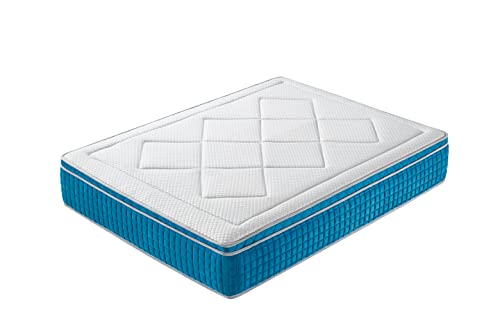 Rucas-King-Size-Mattress-in-a-Box-13-Inch-Pillow-Top-Gel-Memory-Foam-Hybrid-MattressPocket-Spring-Firm-with-5-Zone-for-Back-Pain-ReliefIce-Silk-Fabirc10-Year-Support