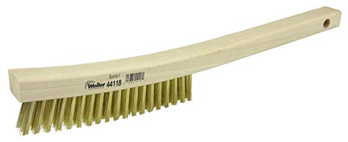 Image of Weiler 44118 0.006 inch Wire Size, 5-1 /2 inch Brush Length, 13 inch X 7 /8 inch Block Size, 3 x 19 No. of Rows, Brass Bristles, Hardwood Block, Plater's Scratch Brush, Made in the USA