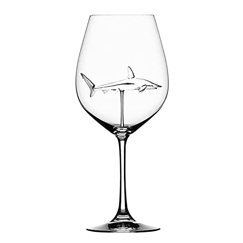 Taças de vinho tinto com copo de tubarão no interior, vidro transparente sem chumbo para bar em casa