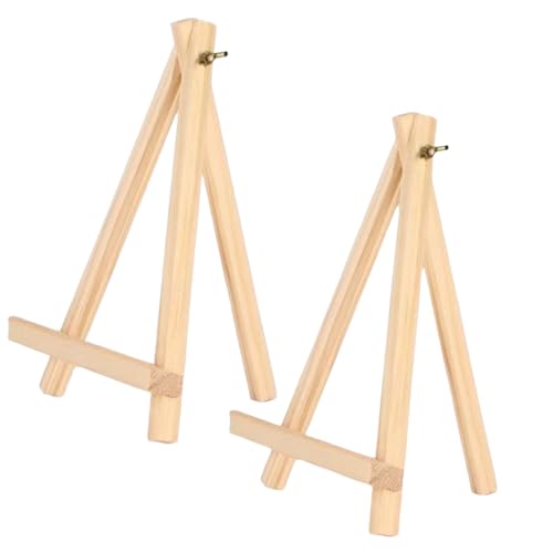 Image of SARBUTER 2 Pcs Simple Wooden Easel Stand, Wood Tabletop Display Easels, Portable Outdoor Sketching Easel for Displaying Photos Decorative Paintings Art Crafts (Wood Easels*2)