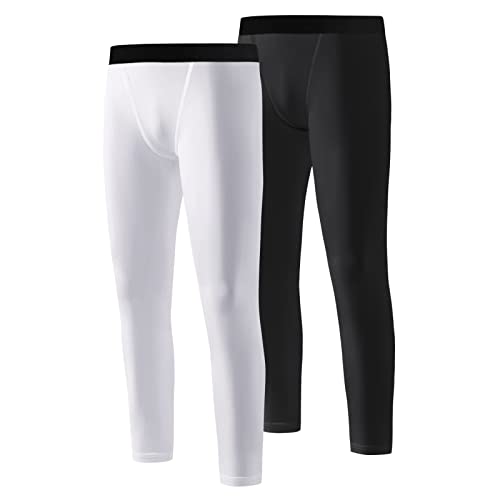 Valcatch 2 Pack Boys Youth Compression Pants,Sports Tight Leggings,Athletic Base Layer for Basketball Football Baseball