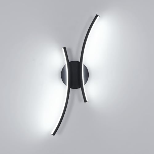 Mckalen Applique Murale Intérieure LED, 20W 2250LM Lampe Murale Moderne Chambre Noir, 44.5CM Luminaire Mural Créativité Design en Aluminium pour Salon Cuisine Couloir Escalier, Lumière Froide 6500K