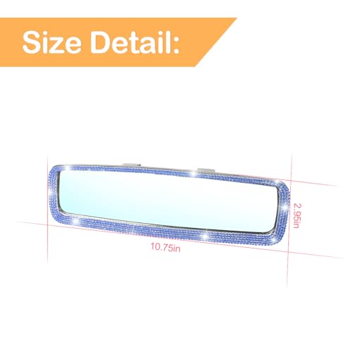 Image of Osilly Bling Car Rearview Mirror, Decorations Rear View Mirror with Crystal Rhinestones & Diamonds, Car Interior Trim Accessories, Clip-on & HD Glass, Sparkly Gift for Mother Women Girls (Blue)