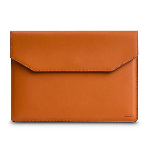 Kronemar 16 inch Premium Full-Grain Leather Laptop Sleeve Case - Compatible with MacBook Pro 16 inch M1 Pro / M1 Max, Razer Blade 15, Microsoft Surface Laptop 3 - Tan