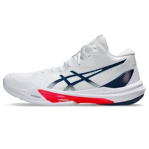 ASICS Tênis de vôlei masculino Sky Elite FlyteFoam 3, Branco/azul mako, 42