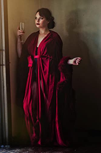 Molisa Womens Sexy Feather Bridal Robe Long Wedding Scarf Illusion Bathrobe Sleepwear Lingerie Robe Nightgown