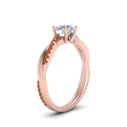 Image of 55Carat Choose Your Gemstone 18k Rose Gold Plated Infinity Twist Ring Crystal Round Shape Side Stone Wedding Valentine Wear Promise Ring with Pave Setting for Women Size US 4 to 12