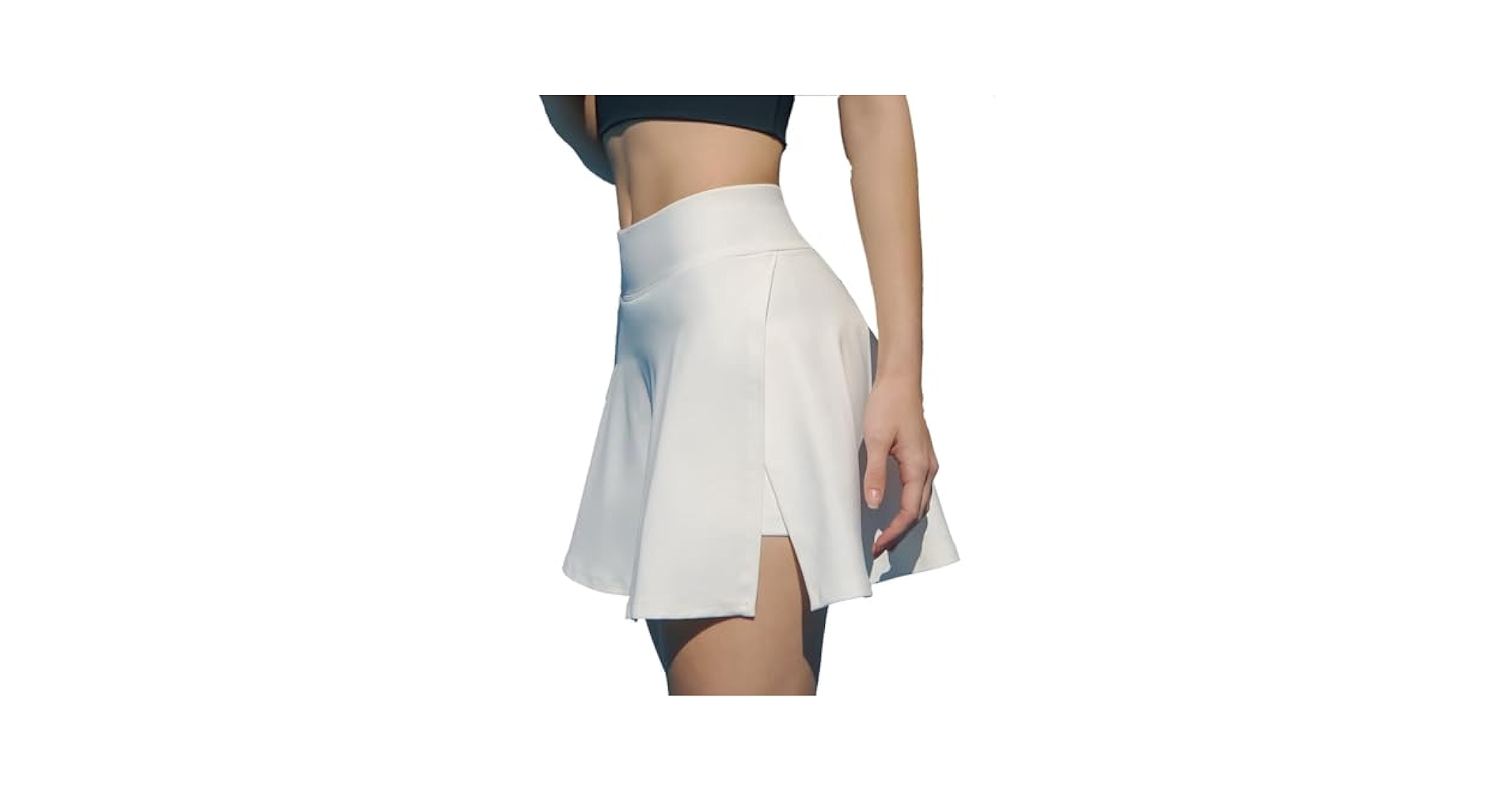 GELAiZi White Women High Waisted Slit Tennis Skirts with