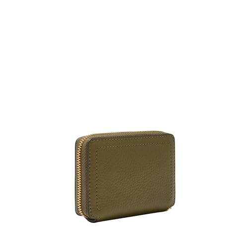 Image of Fossil Women's Logan RFID-Blocking Leather Zip Around Card Case Wallet with Keychain