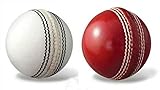AK SPORTS (Pack Of 2Pcs) Imported Red And White Cricket Leather Ball Combo Cricket Leather Ball (Pack Of 2, White, Red)