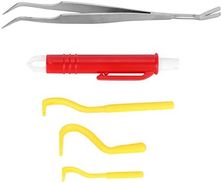 ELAZAYA 5Pcs/Set Pet Louse Lice Clamp Flea Clip Removal Tool Kit Ticks Remover for Dog Cat Tick Tweezers Tick Grabber Tick Puller (Yellow Flea Clip Red Flea Pen)