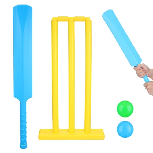 Abaodam Kids Cricket Set with Plastic Bat Ball and Stumps for Kids Outdoor Beach and Backyard Sport Game Portable Interactive Toy for Hand-Eye Coordination and Family Fun