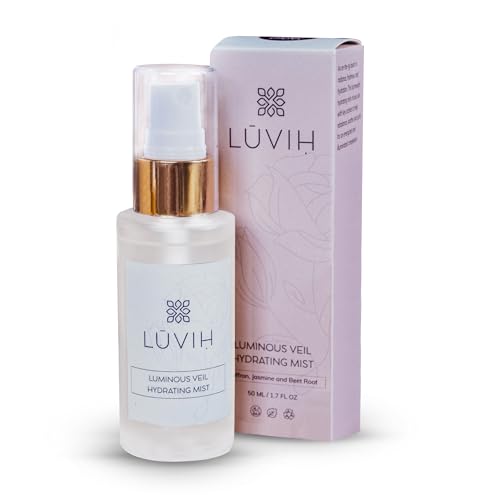 LUVIH Luminous Veil Hydrating Facial Mist for Women & Men - Rosewater Face Mist Enriched with Saffron, Pure Jasmine, Neroli & More - Face Skincare That Uplifts, Hydrates & Soothes, 50 mL