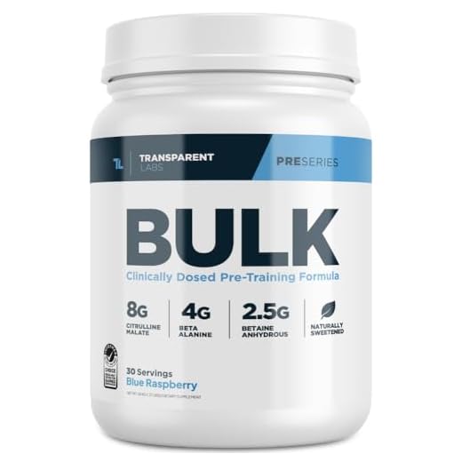Transparent Labs Bulk Pre Workout Powder - Naturally Sweetened Advanced Pre-Workout Formula for Muscle Building and Strength - 30 Servings, Blue Raspberry