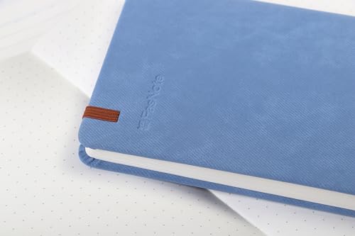 Image of A6 Lined Hardcover Notebook, 100 GSM Paper, Light Steel Blue | Soft-touch Alpha3 PU cover, lay-flat sewn binding, elastic closure, compact for meetings, planning, and notes on the go