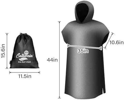 Catalonia Hooded Surf Towel Poncho,Super Water Absorption Microfiber Beach Wetsuit Changing Robe for Adults Men Women Surfing Swimming Bathing,Sand-Proof,Oversized