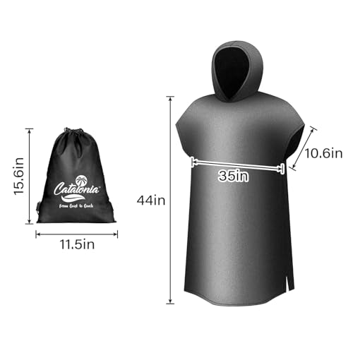 Catalonia Hooded Surf Towel Poncho,Super Water Absorption Microfiber Beach Wetsuit Changing Robe for Adults Men Women Surfing Swimming Bathing,Sand-Proof,Oversized