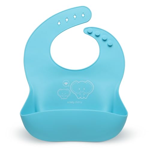 Image of A Baby Cherry - Baby Bibs | Bib for Baby | Comfortable Soft, Durable, Easy Wipe, Waterproof, Adjustable Neckline Buttons | Silicone Bib for Feeding Infants and Toddlers (6M to 5Y) Set of 1