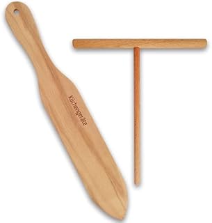 Crepe Spreader Stick [ 7" Spreader Stick | 12" Spatula ] Spatula Turner - Natural Handmade Crape Makers - Crepe Set Kit Tools Pancake Maker - Best Gift for Crepe Lovers (Pack 2)