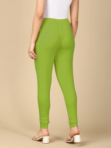 Image of Lux Cozi PYNK Solid Premium Cotton Lycra Churidar Leggings for Women | Regular Fit Elastic Waist Full Length Women Leggings | Free Size