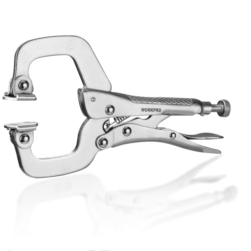 WORKPRO 6 Locking C-Clamp with Swivel Pads Heavy Duty Adjustable Vise Grip Pliers Welding Clamp for Woodworking Metalworking Auto Repair and Home Workshop