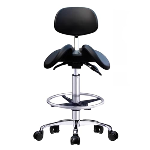 SFKLYU Taburete con Silla De Montar, Silla Rodante con Respaldo, Taburete Ergonómico con Silla De Montar, Altura Ajustable con Reposapiés para El Hogar, Oficina, Salón Dental Y Tienda,M