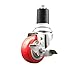 Service Caster Brand 3.5 Inch 316 Stainless Steel Light Duty Expanding Stem Caster Wheel Red Polyurethane Wheel and 1-3/4? Stem ? 300lbs./Caster?Swivel Caster with Locking Brake