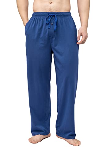Bintangor Mens Pajama Sleep Pants 100% Cotton Knit Elastic Waistband Lounge Wear Long XL Sky Blue