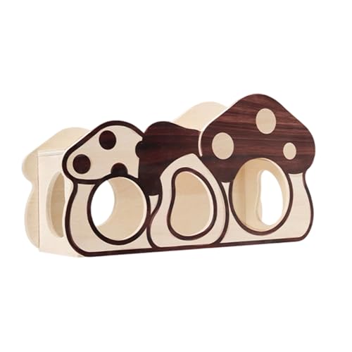 Topmlcst ハムスターハウス | 木製キノコ形かじり防止小屋 - 小型動物ハビタット装飾 | ウサギ チンチラ ジャービル 小動物 フェレット ハリネズミ用