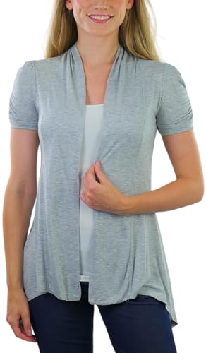 Image of ToBeInStyle Womens Open Front Casual Shrug Lightweight Layering Cardigan Sleeveless or Short Sleeve
