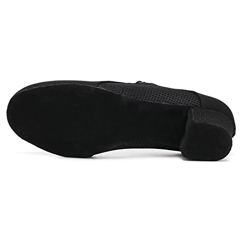 Women's Lace up Latin Dance Practice Shoes Block Heel Canvas Salsa Tango Ballroom Dance Shoes3
