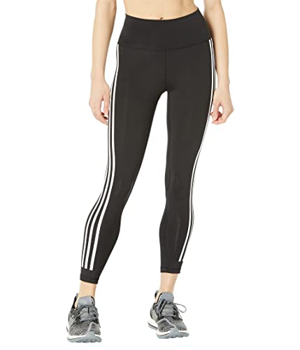 adidas Women's Optime Training Icons 3-Stripes 7/8 Tights, Black/Black, Small