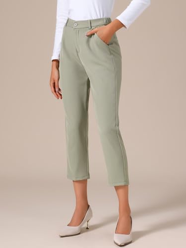 Allegra K Women's Capri Pants Business Casual Office High Waist Cropped Pants with Pockets Small Khaki by Allegra K - Used condition - Image 4