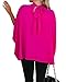 FSHAOES Women's Summer Oversize Blouses Mock Neck Pleated Batwing Sleeve Drape Tunic Dressy Cape Shirt Tops