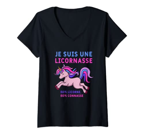 Mujer Je Suis Une unicornio divertido para mujer Camiseta Cuello V