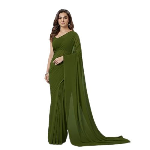 priere Women's Regular Plain Georgette Saree with Matching Blouse Piece, soft & flowy for a graceful drape Color- yellow, 5.5 meter length, 1 piece.-picture-23