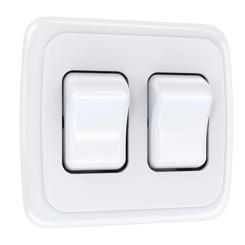 Leisure LED Contemporary Double SPST On-Off Switch with Bezel 12-Volt for RV Trailer Camper (White)
