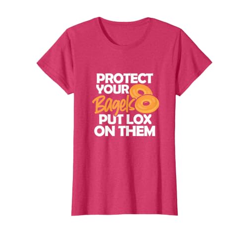 Bagel Funny Protect Your Bagels Put Lox On Them T-Shirt, Women, Red Heather, Large