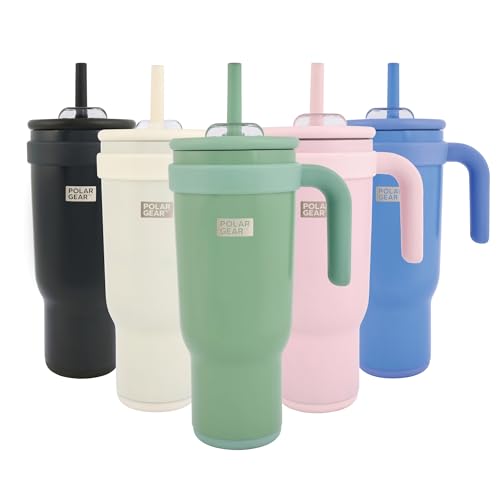 Polar Gear Stainless Steel Water Bottle with Straw - 1.1L Double Wall Insulated Tumbler with Straw and Lid - BPA- Free Leakproof Water Flask - Drinks Bottle Keeps Drinks Hot or Cold for Hours