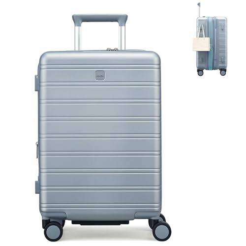 Image of MILADA 20 Inch Expandable Carry On Luggage, Airline Approved Hardside Carry On Suitcase with 8 Spinner Wheels, TSA Lock Lightweight Travel Luggage for Men Women, Arctic Silver