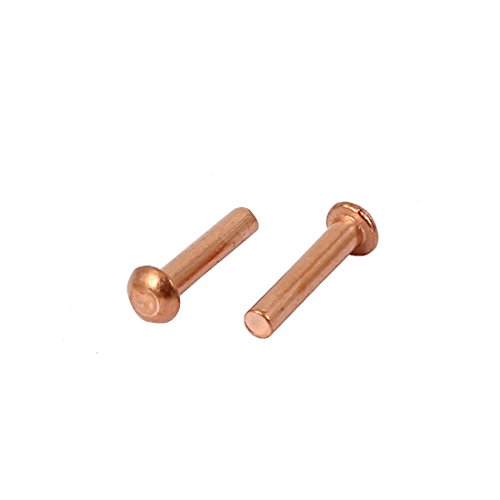 Sourcingmap a16041400ux0881 Round Head Copper Solid Rivets Hardware, Gold, 2 x 10 mm - Image 2
