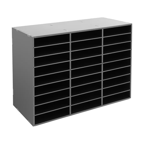 LYNICESHOP 27-Compartment Large-Capacity Pvc File Rack, A4 Folder Organization Rack, Office Desktop File Storage Box, Multi-Layer Magazine And Book Storage Rack (Black)