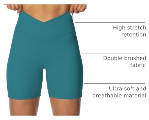 Image of Sunzel Crossover Biker Shorts for Women, No Front Seam V High Waist Yoga Workout Gym Shorts with Tummy Control | 4 Or 6-Inch Inseam, High Waisted, Tummy Control, Crossover Waist, Buttery Soft, No Front Seam, Squat Proof, Compression