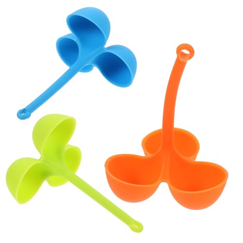 TINEASUR Portauova in Silicone Arancia 3 Scomparti e Manico, Supporto per Bollire Uova al Vapore, Utensile da Cucina Flessibile per Uova Sode e Salse Riscaldate Colore Colore Casuale